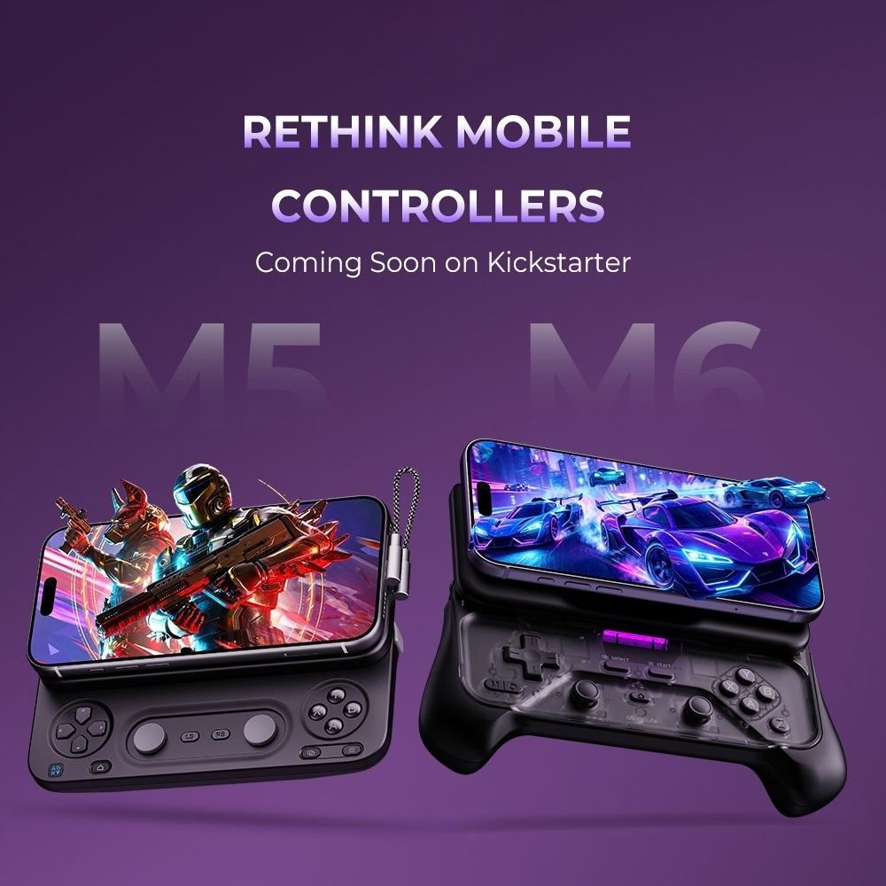 abxylute「M5」「M6」がKickstarterに10月6日登場、スライド式の磁石固定コントローラーを早期価格59ドルと65ドルで