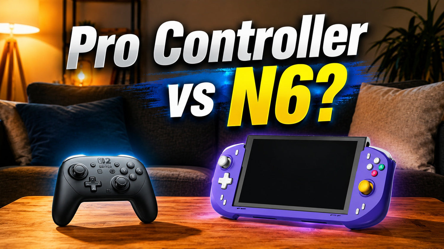 Comparison of a Pro Controller and a deck controller abxylute N6 for Switch 2 handheld play